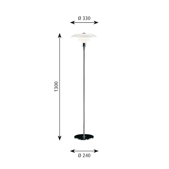 Louis Poulsen - PH 3½-2½ vloerlamp - hoogglansverchroomd - wit