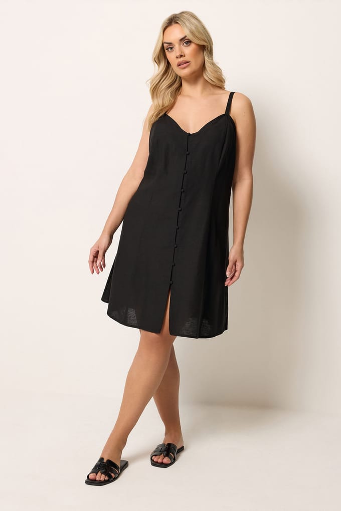 Yours Zwarte Linnen Swingjurk Size 50-52