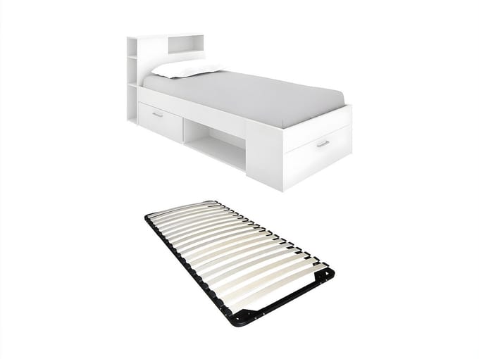 Vente-unique Bedframe hout wit 90 x 190 cm LEANDRE