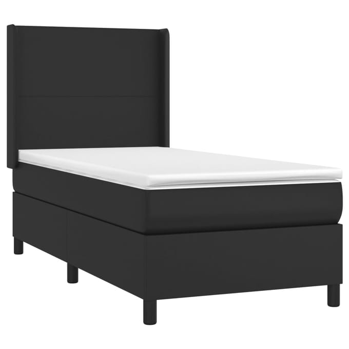 vidaXL - Boxspring - met - matras - kunstleer - zwart - 80x200 - cm