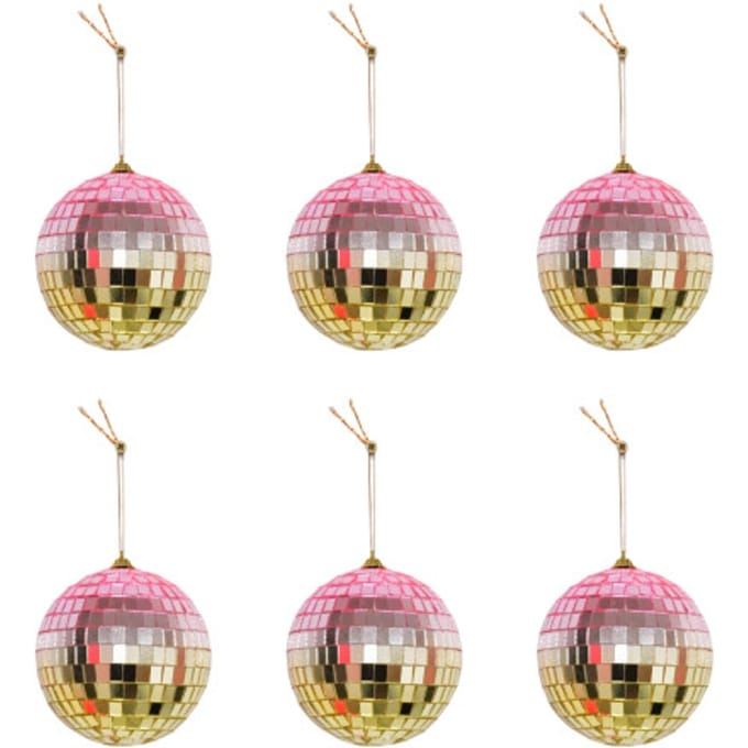 Housevitamin Disco Kerstballen – Set van 6 – Ø6 cm – Spiegel Kerstballen – Kerstdecoratie – Disco Ornamenten – Glamour Kerstversiering