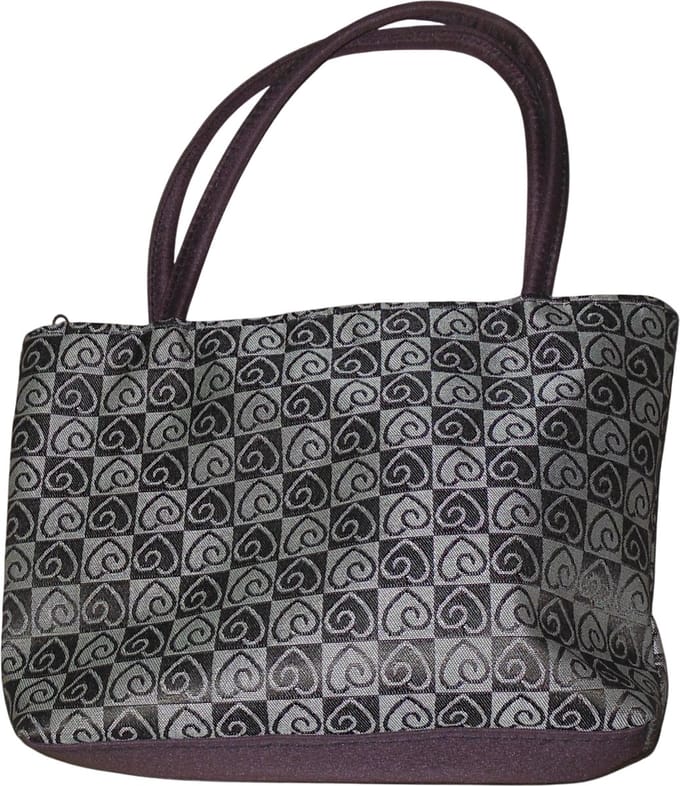 Handtas met hartjes-patroon beige-bruin