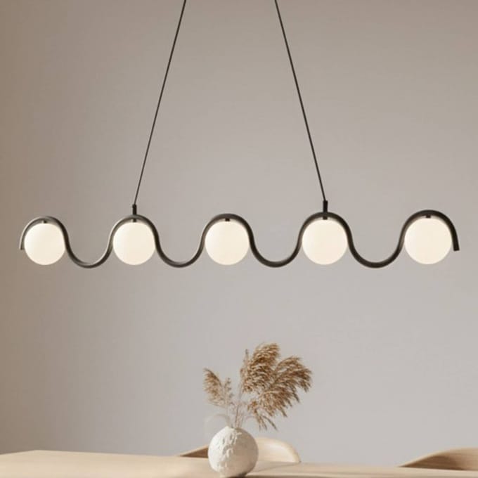 EMIBIG LIGHTING Hanglamp Sinus 5, zwart/opaal, glas, lengte 110 cm