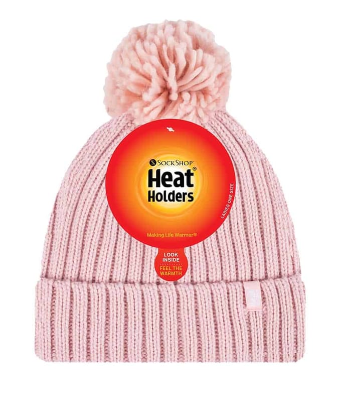 Heat Holders - Thermische Pom Pom Bobble-hoed voor dames - Koraal