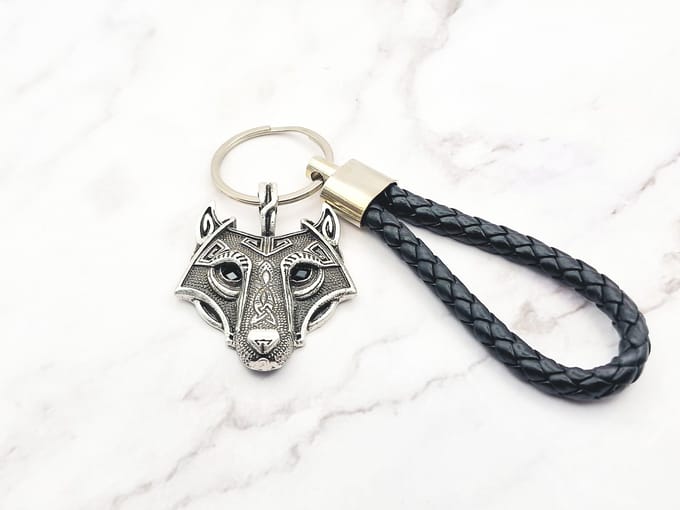 Mei's - Viking Wild Howl - sleutelhanger - leer/RVS zilver/zwart - One size