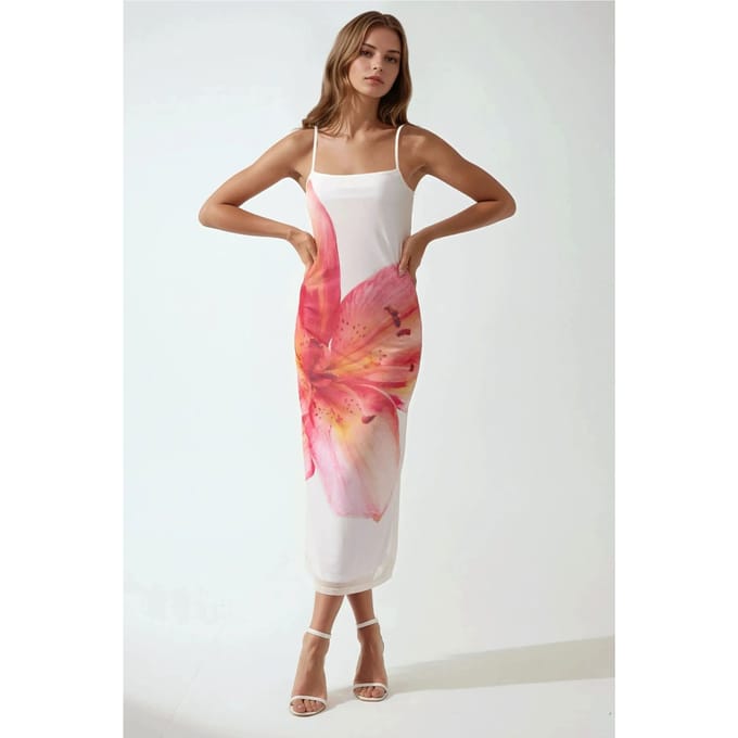 Vierkante Kraag Bodycon Jurk met Bloemenprint