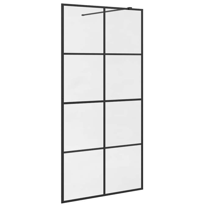vidaXL - Inloopdouchewand - 100x195 - cm - ESG-glas - transparant - en - zwart