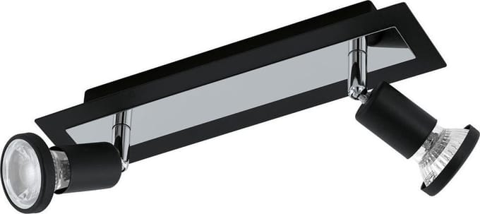 Eglo Opbouwspot Sarria - Zwart/chroom - 10cm - 2xgu10