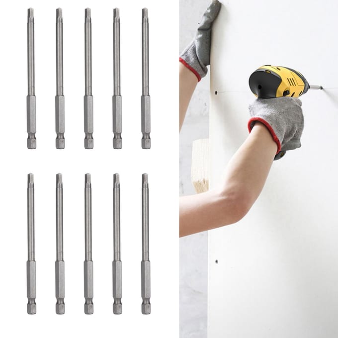 10 Pièces Embouts de Tournevis Magnétiques 4mm Acier Allié Embouts à Queue Hexagonale 1/4 Pouce Accessoire