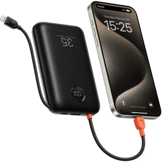 Veger Powerbank - K2 - W2068 - 20.000 mAh - 35 Watt - Snellader - LED Display - USB-C - Lightning - Zwart