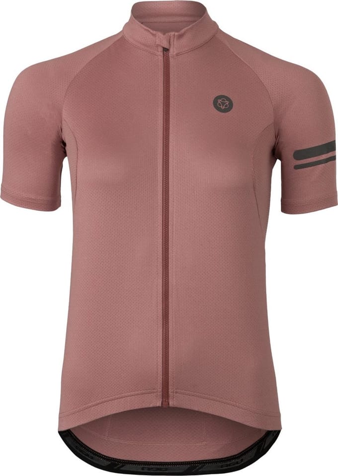 agu Core Fietsshirt Dames Korte Mouwen - Bruin - Drie achterzakken - YKK-rits over de hele lengte - Sneldrogend interlock