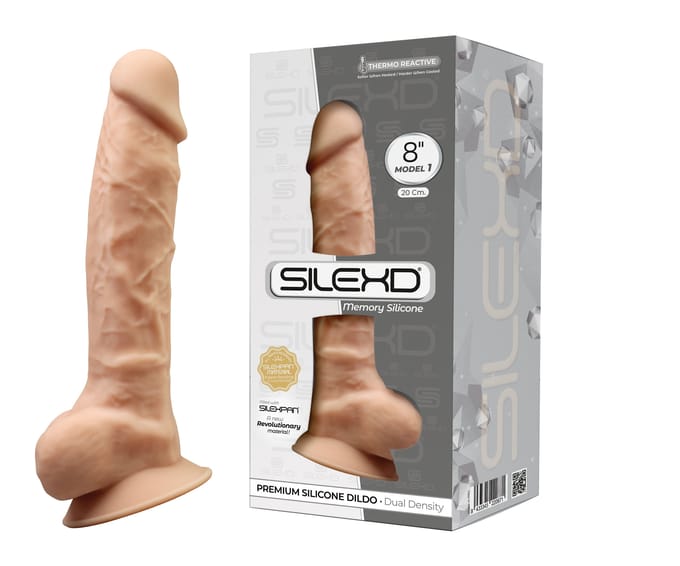 SILEXD - Dual Density siliconen Huidskleur dildo met balzak - 20.5 cm