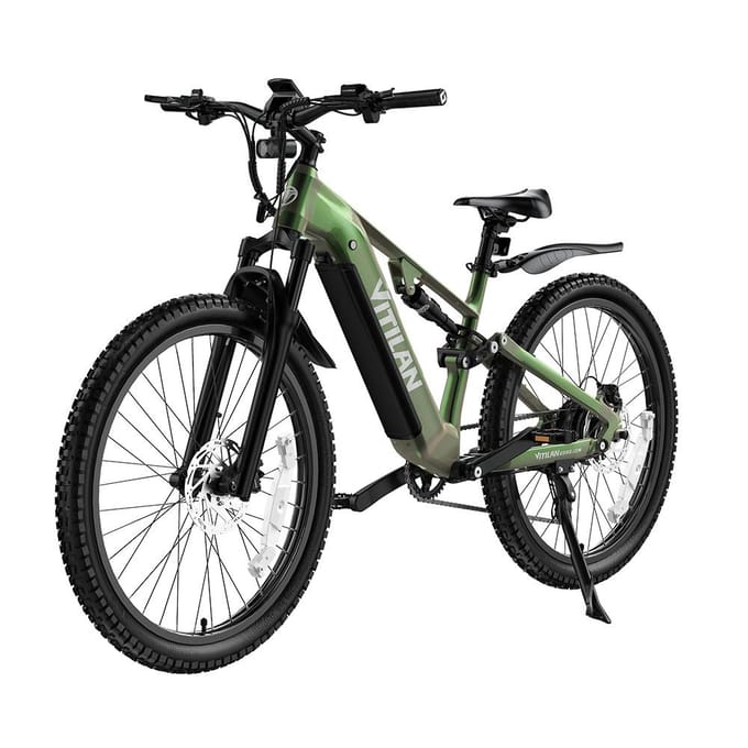 Vélo Électrique Tout Suspendu VITILAN M5, Batterie 48V 15Ah, Shimano 9 Vitesses vert