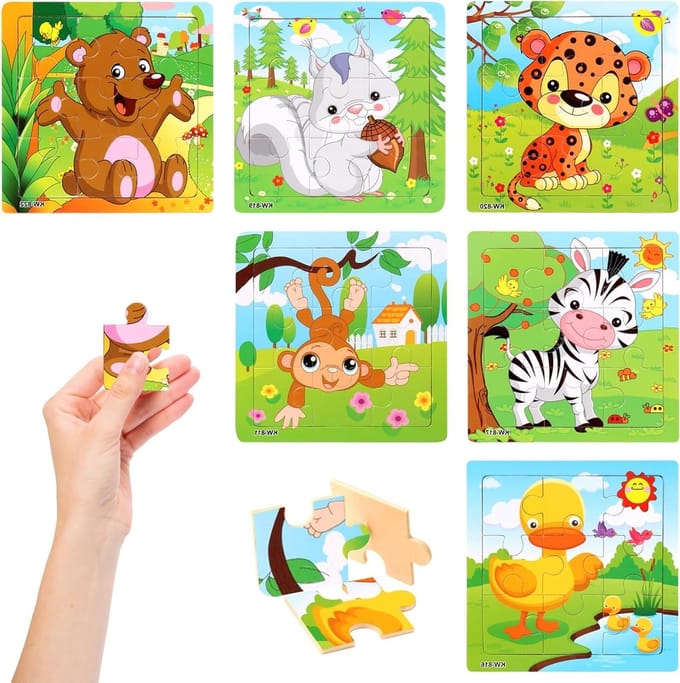 Houten Puzzels voor Peuters 2-3 Jaar | Dieren Educatief Stapelraadsels