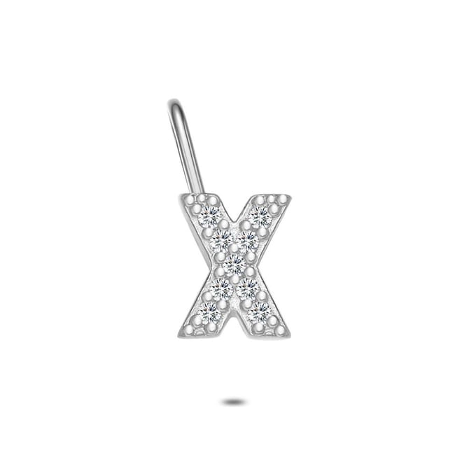Twice As Nice Hanger in zilver, letter X met steentjes