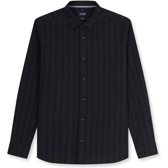 OLYMP Casual Overhemd, Regular Fit, Kent, Zwart