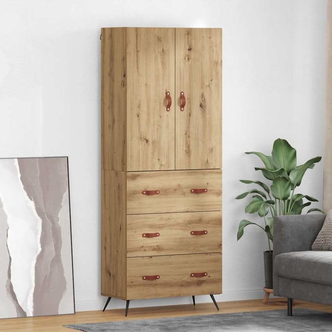 vidaXL Highboard Artisan Eiken 69,5 x 34 x 180 cm Bewerkt hout