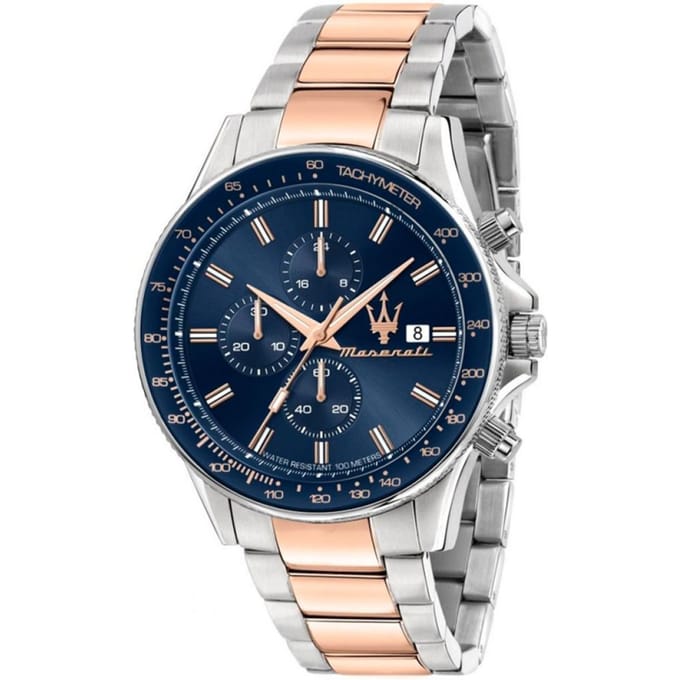 Maserati SFIIDA R8873640012 Montre Chronographe à Quartz pour Homme Bleue