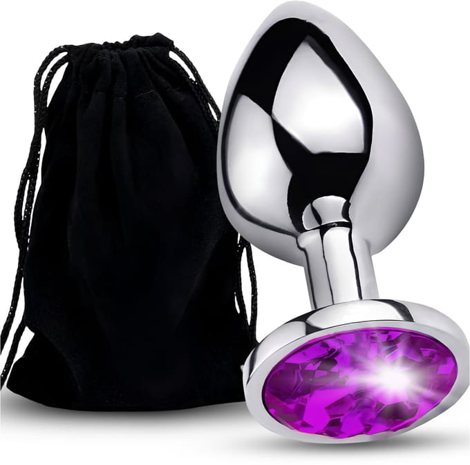 Elegant Anal Plug - Roestvrij Staal - L - Fuchsia Kristal