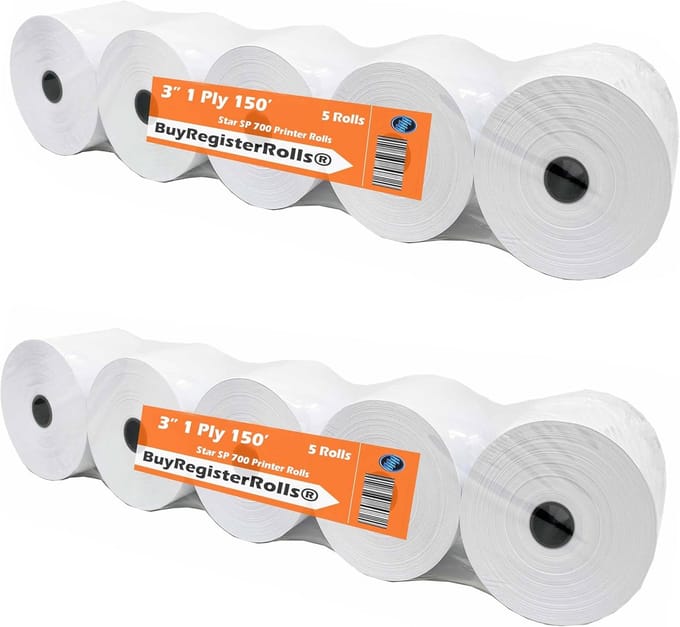 Bonrolpapier 3 Inch (76mm) voor Kassasystemen - 10 Rollen