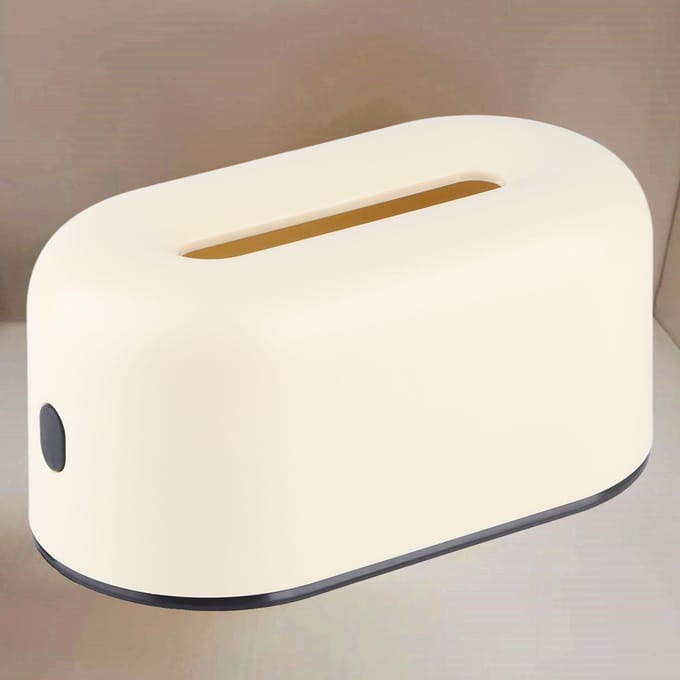 Waterdichte eenvoudige crèmewitte tissueboxhouder met brede opening, plastic tissuepapierdoos voor kantoor white