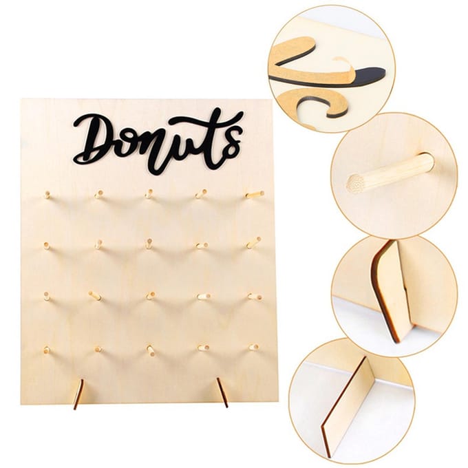 Houten Donut Muurbeugel Donut Houder Bruiloft Decoratie Verjaardag 2# beige