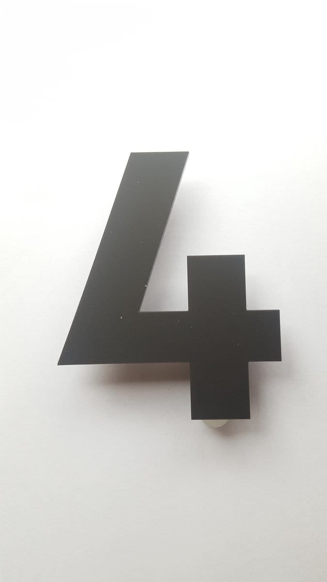 Huisnummer cijfer 4 plexiglas antraciet mat 15cm hoog