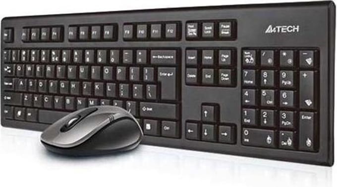 A4Tech V-Track 7100N PADLESS Draadloos PC - Keyboard and mouse set - Engels - Zwart