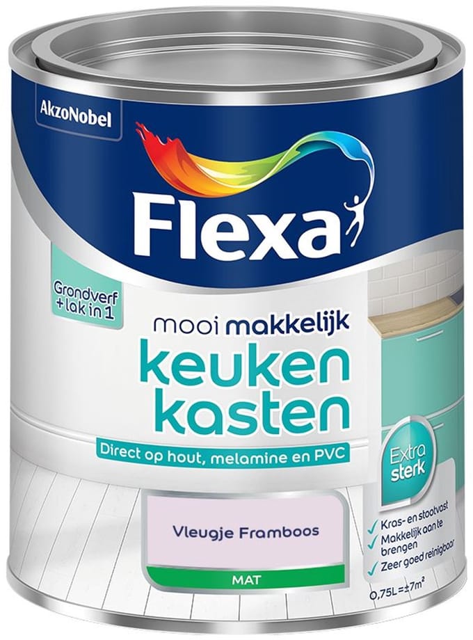 Flexa - Mooi Makkelijk Keukenkasten Mat - Vleugje Framboos - Mengverf - 750 Ml