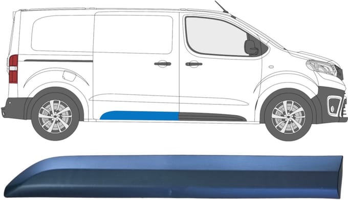 Achterste zijlijst sierlijst voor Citroen Jumpy 2016- / Rechts
