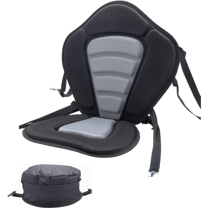 Kajakstoelkussen met Rugsteun EVA Schuim Gevoerd Bootstoelkussen Comfortabel Kano Stoelkussen With storage bag gray