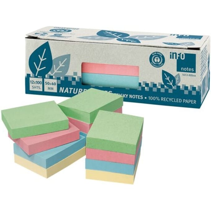 Info sticky notes - Nature - 12 x 100 vel - 50x40mm - assorti - IN-5653-88