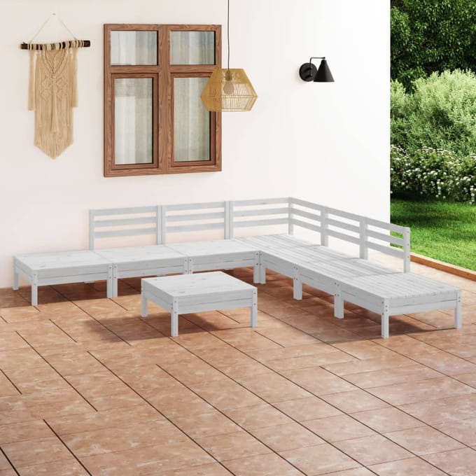 vidaXL - 8-delige - Loungeset - massief - grenenhout - wit