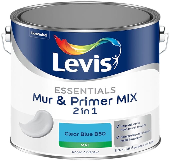 Levis - Essentials Mur & Primer Mix - Clear Blue B50 - Mengverf - 2,5 L