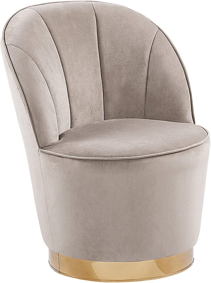 ALBY - Fauteuil - Lichtbeige - Fluweel