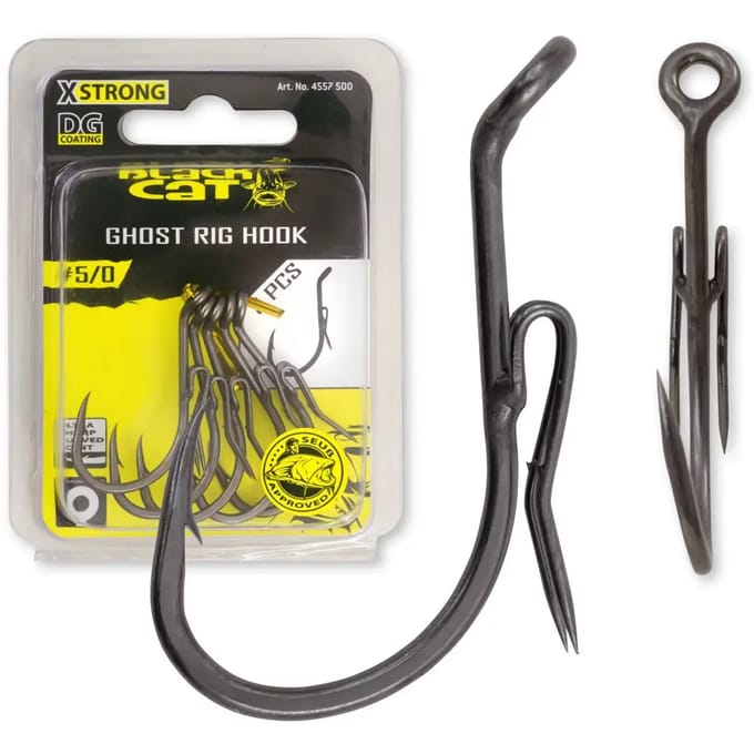 Black Cat Ghost Rig Hook DG - DG Coating - Haakmaat 5/0 - 5 Stuks - Grijs