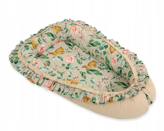 Babynestje Kokon Premium met Ruches - Konijn met Bloemen