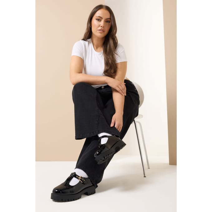 Yours Zwarte, Dikke Tbar Mary Janes Met Extra Brede Eeepasvormsize 41EEE