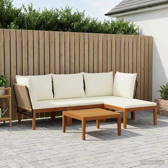 vidaXL - 5 - st - Massief - acaciahout - & - touw - Naturel