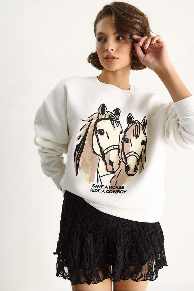 Ontspannen Pasvorm Geprinte Sweatshirt met Rugprint
