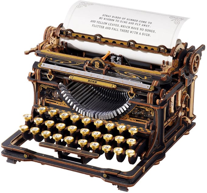 Robotime Mechanical Typewriter (classic version) - LK703B - ROKR Mechanical Gears Series - Typemachine - Bouwpakket - Knutselen
