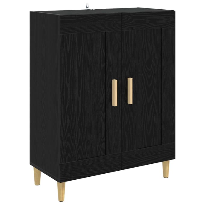 vidaXL - Dressoir - Zwart - eiken - 69,5 - x - 34 - x - 90 - cm - Bewerkt - hout