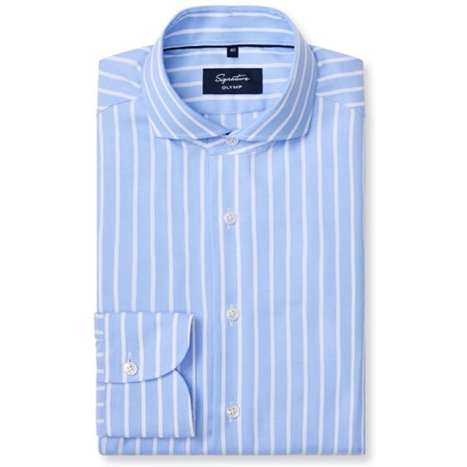 OLYMP Signature Overhemd, Tailored Fit, Signature Cutaway, Bleu