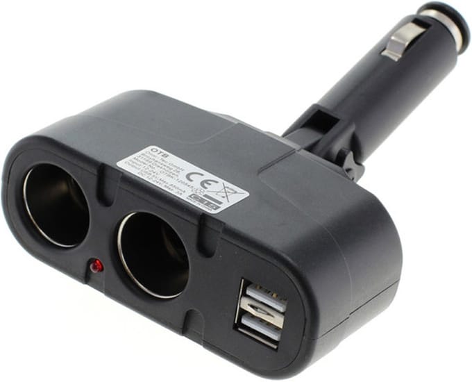 Sigarettenaanstekerplug splitter met 2x 12-24V en 2x USB-A poort / zwart