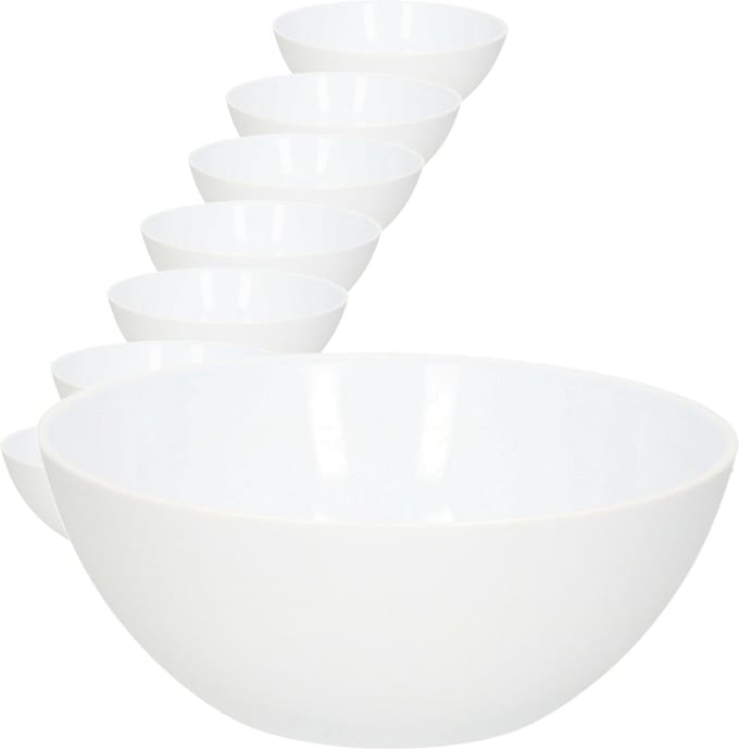 Plasticforte Serveerschaal/salade - 20x - 20x8 cm - kunststof - wit