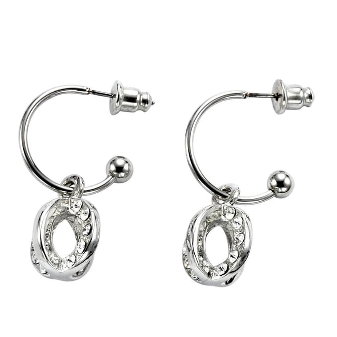 Behave - Oorsteker Cirkelvormig Hangertje met Steentjes - 3 cm