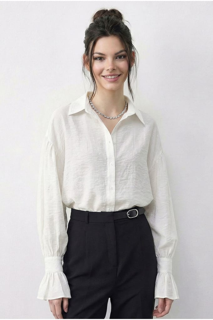 Oversized Franje Knopen Blouse
