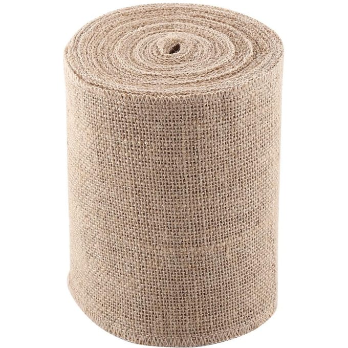 10M Rustieke Hessische Jute Jute Stof Lint Tafelloper Strik Bloemisterij (15CM) beige