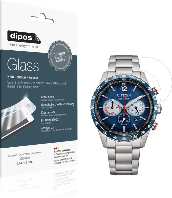 dipos – 2x Pantserfolie geschikt voor Citizen CA4716-50L | 9H Screenprotector