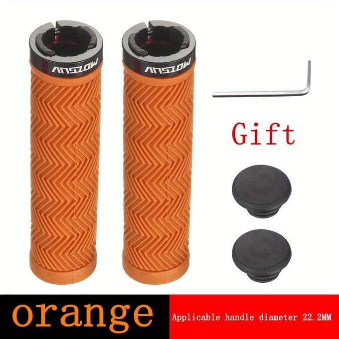 Fiets Handvatten Stuur Grip Rubber Antislip Lock Ring Fietsen Antislip en Mountainbike Accessoire oranje